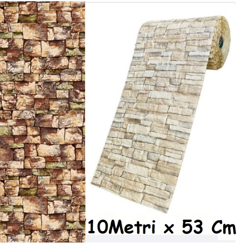 Tapet 3d Piatra Naturala , impermeabil - spalare 100% ,Dimensiuni 10 metri x45 Cm